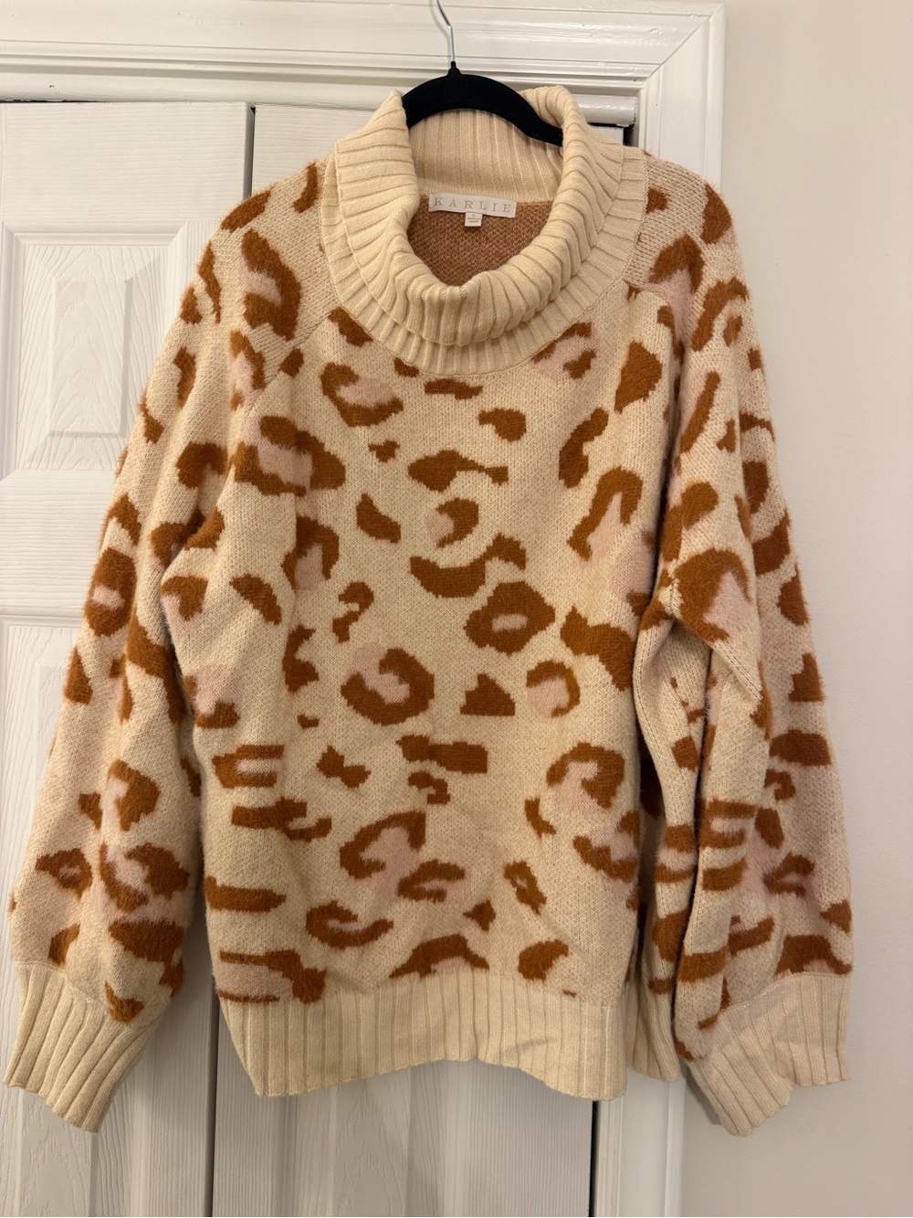 Karlie Animal Print Turtleneck Sweater